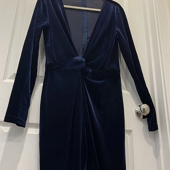 NWOT Royal blue velvet jumpsuit with deep v neckline - Picture 5 of 10